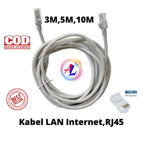 Jual Kabel LAN UTP 3Meter 10Meter Siap Pakai Kepala Konek RJ45 Shopee