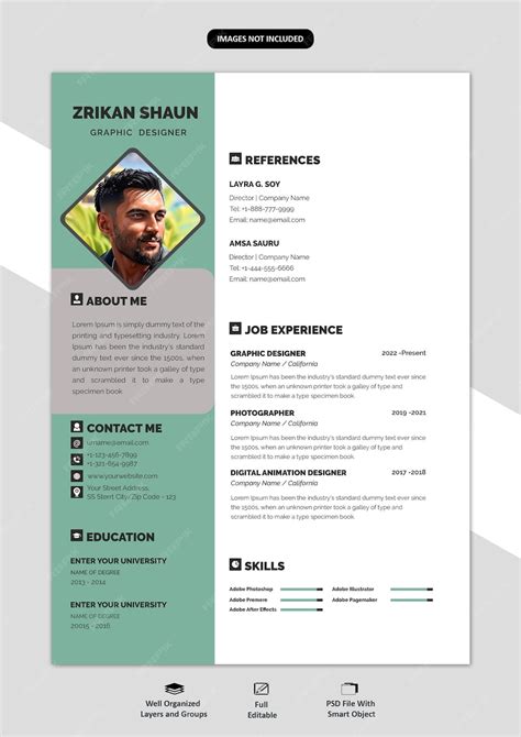 premium psd cv template style
