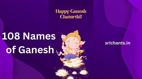 108 Names Of Ganesh Ganesha Ashtottara Shatanamavali