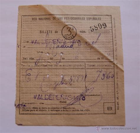 Antiguo Billete De Tren Madrid Atocha Valdepe Comprar Billetes De