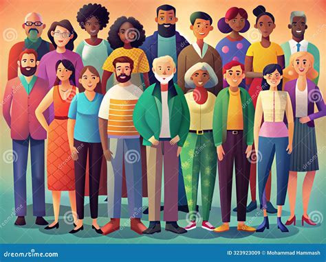 Diverse Group Of People Standing Together Stock Illustration