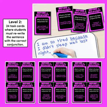 Before Or Because Conjunction Task Cards Vcop Aligned By Mrs