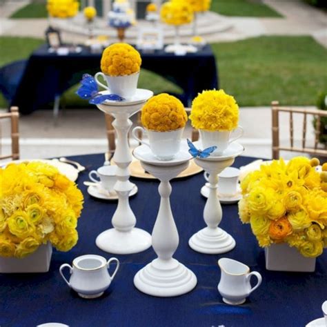 25 Pretty Blue And Yellow Flowers For Table Wedding Decoration