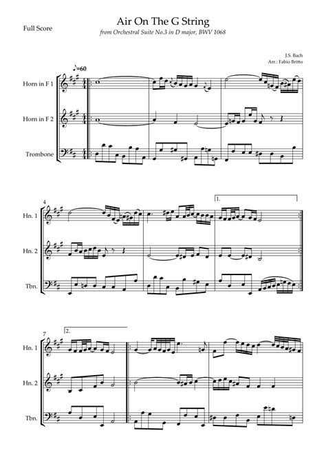 Air On The G String J S Bach For Brass Trio Arr Fabio Britto By