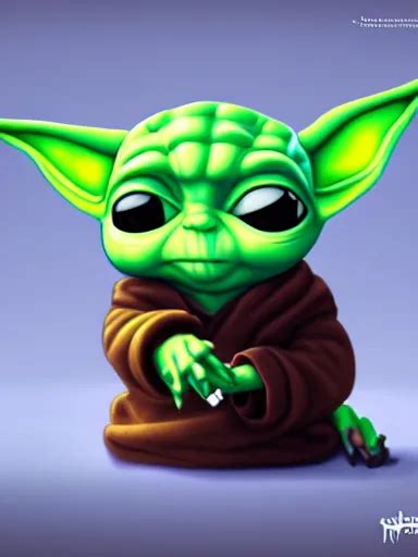 Baby Yoda Smocking A Joint Weed Digital Painting Stable Diffusion