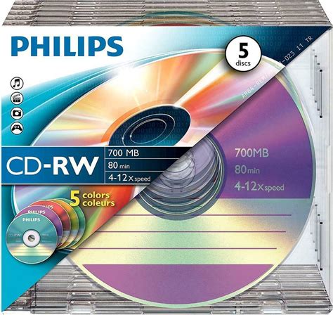 Philips CD-RW 700MB 4-12x Speed 80MIN Blank 5 pack