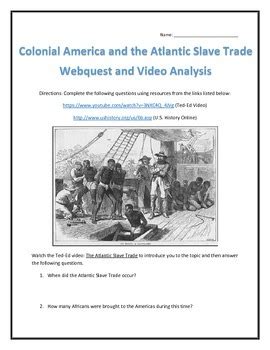 The Atlantic Slave Trade Worksheet Answers