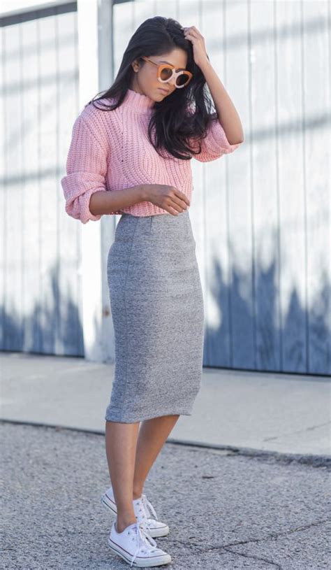 Light Gray Pencil Skirts Howtowear Fashion