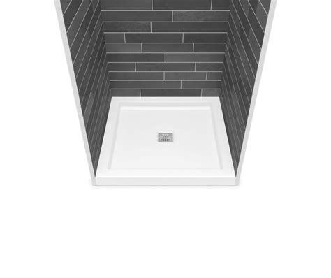 B3Square 3636 Acrylic Alcove Shower Base In White With Center Drain