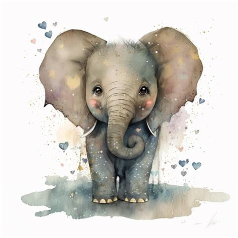 Premium Photo There Is A Watercolor Painting Of An Elephant With