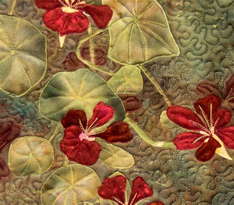 Hand Painted Fabric Art Quilt Wallhanging Nasturtiums Etsy