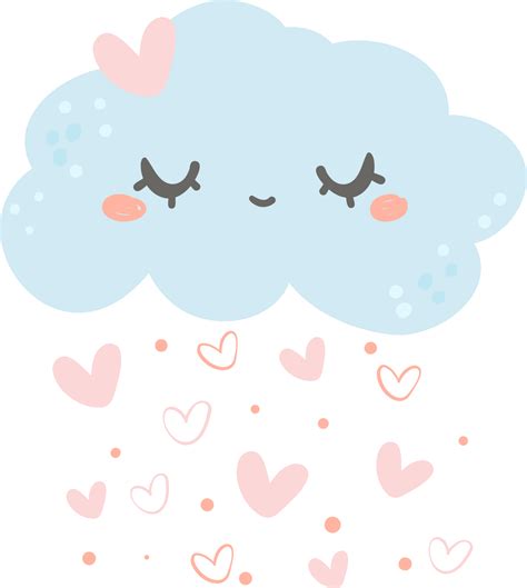 Cute Cloud And Heart Kawaii Nusery Sky 29603075 Png