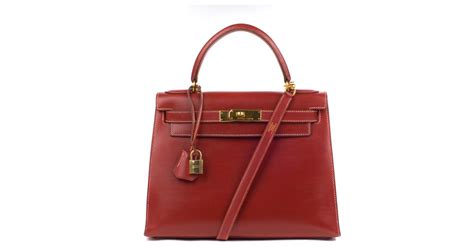 Superbe Herm S Kelly Sellier Bandouli Re En Cuir Box Rouge Brique