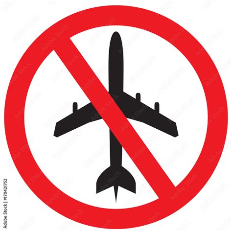 No Flying Symbol On White Background With Prohibit Sign Vector On