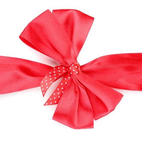 Premium Photo Red Satin Bow And Ribbon Isolated On White