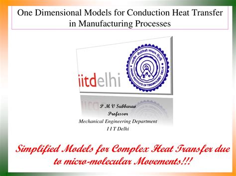 Ppt One Dimensional Models For Conduction Heat Transfer In Manufacturing Processes Powerpoint