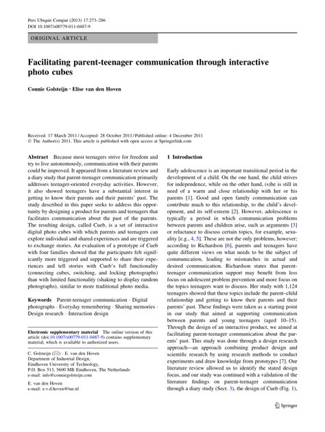 (PDF) Facilitating parent-teenager communication through interactive ...