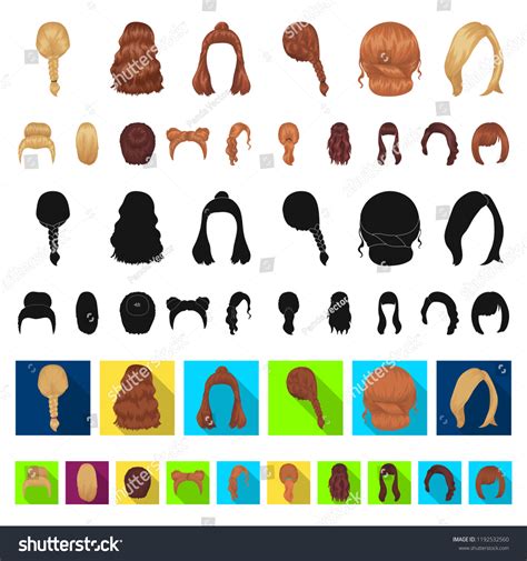 Female Hairstyle Cartoon Icons Set Collection Stock Vector Royalty