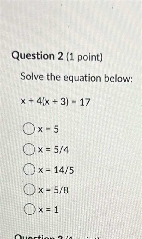 Solved Question 2 1 ﻿point Solve The Equation