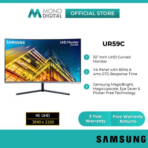 Samsung Monitor Led Curve Ur59c 31 5 Lu32r590cwexxm Lu32r590cwexxs 32 3840 X2160 60hz 4ms