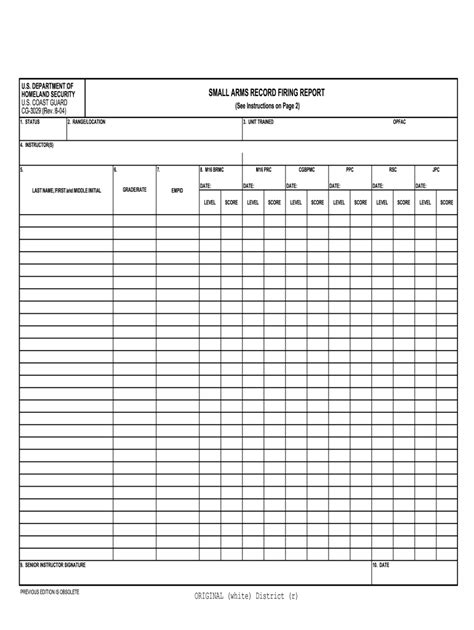 Cg Pdf Small Arms Record Firing Report Uscg Fill Out Sign