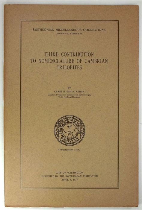 Third Contribution To Nomenclature Of Cambrian Trilobites Smithsonian