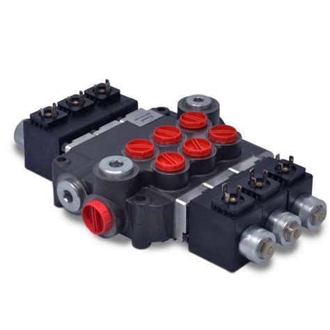 Hydraulic Monoblock Solenoid Directional Control Valve 3 Spool 21 Gpm