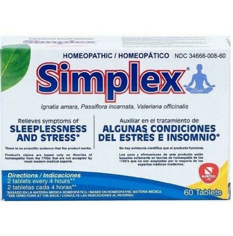 Simplex Homeopathic Insomnio Estres Sleeplessness Stress 60 Tabletas Ebay