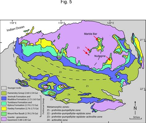 Geological Map Of The Mount Bruce Supergroup On The Pilbara Craton