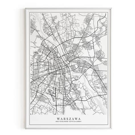 Warszawa Plakat Premium Z Map Miasta Himaps Eu