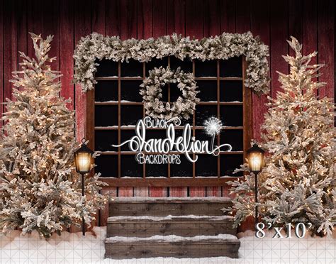 Red Barn Christmas - Black Dandelion Backdrops