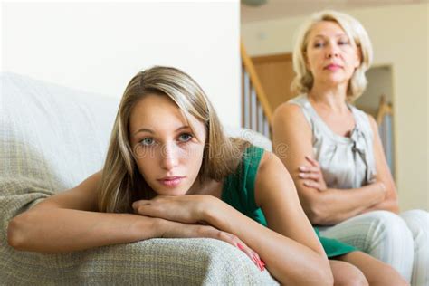 Mother And Daughter After Quarrel Stock Image Image Of Angry Girl