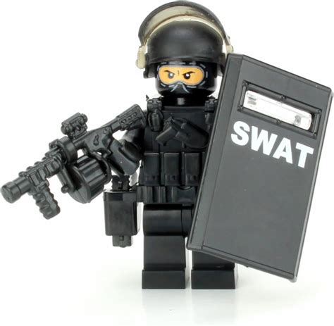 Battle Brick Swat Police Officer Heavy Riot Control Custom Minifigure Packaged In