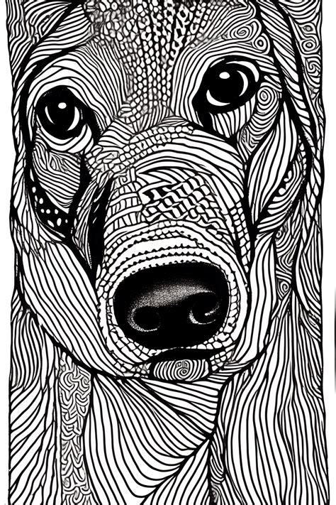 Zentangle Dog in Black and White · Creative Fabrica