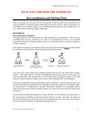 Recrystallization Pdf Chem Modern Organic Chemistry Lab Have You