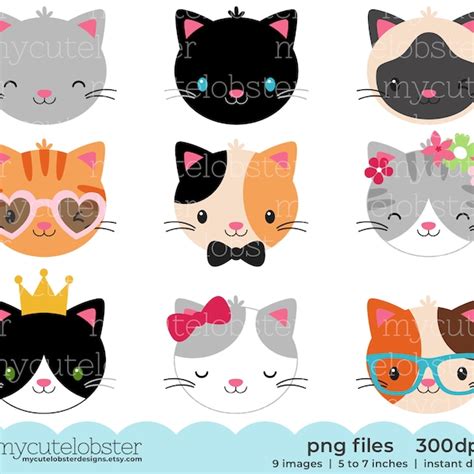 Cute Cat Clipart Etsy