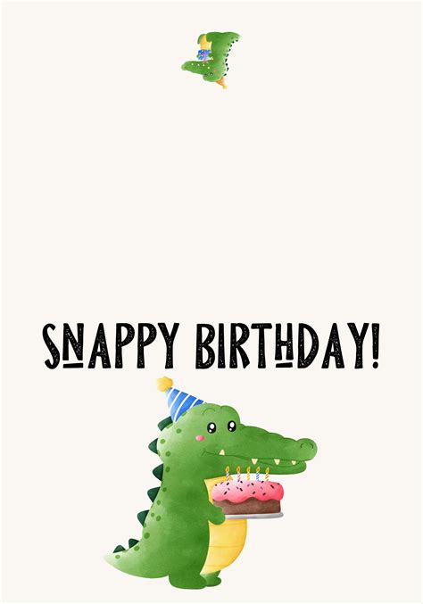 Snappy Birthday Printable Greeting Card Alligator Crocodile Etsy