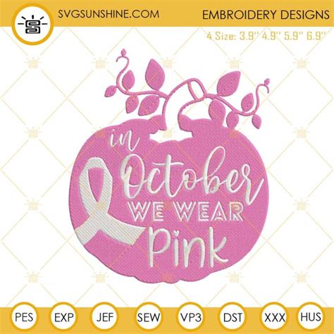 Pink Ribbon Rainbow Embroidery Designs Breast Cancer Awareness In