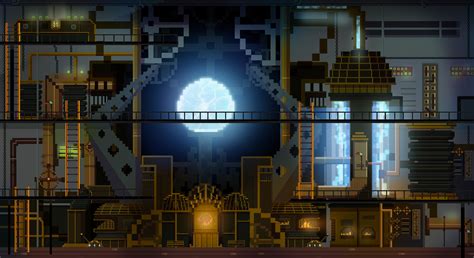 Marta Medina - Steampunk machinery room design in pixel art