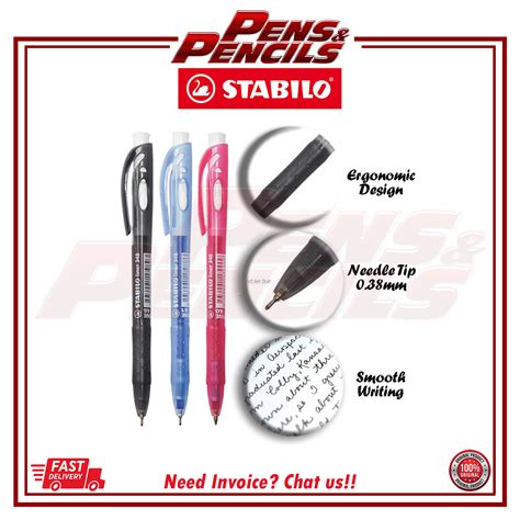 Stabilo Liner 348 Fine Ballpoint Pen Click Retractable Semi Gel Ball