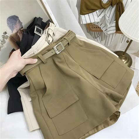 Xpqbb Japanese Style Big Pockets Suit Shorts Women 2023 Summer High