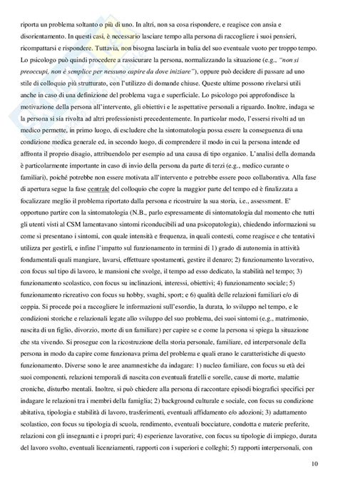 Appunti Esame Di Stato Psicologia Tirocinio E Colloquio Clinico