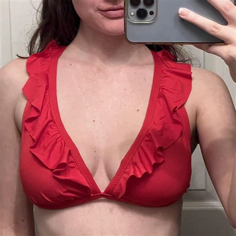 Rose Red Ruffled Shade Shore Bikini Top Has A Depop