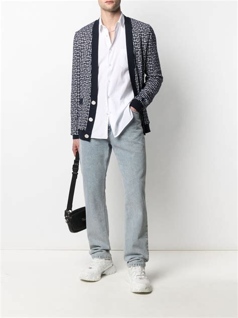 Balmain Monogram Jacquard Cardigan Farfetch