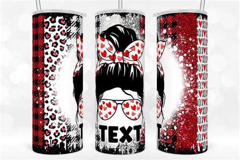 Valentines Messy Bun Blank Tumbler Wrap Graphic By TINTIN Design