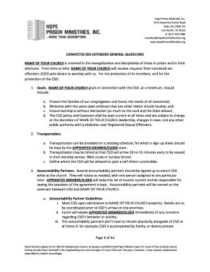 Fillable Online CONVICTED SEX OFFENDER GENERAL GUIDELINES NAME OF Fax Email Print PdfFiller