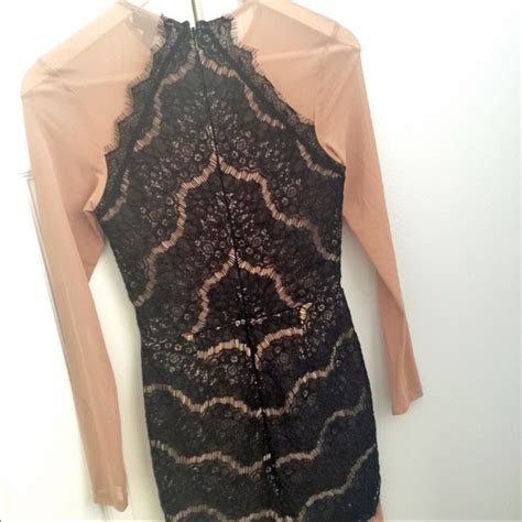 Topshop Lace Sheer Dress Nude And Black Gem