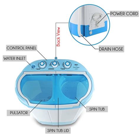 Upgraded Version Pyle Portable Washer And Spin Dryer Mini Washing Machine Twin Tubs Spin Cycle