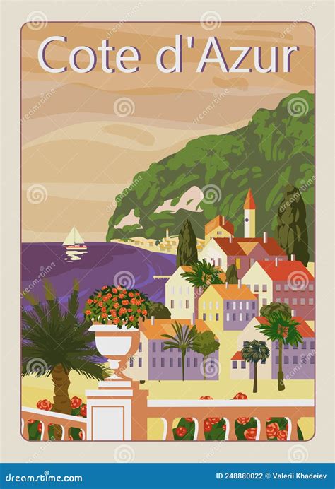 Poster Cote De L Azur French Riviera Coast Vintage Resort Coast Sea