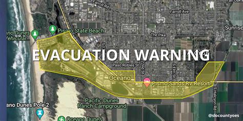 Oceano Residents Under Evacuation Warning Cal Coast Times